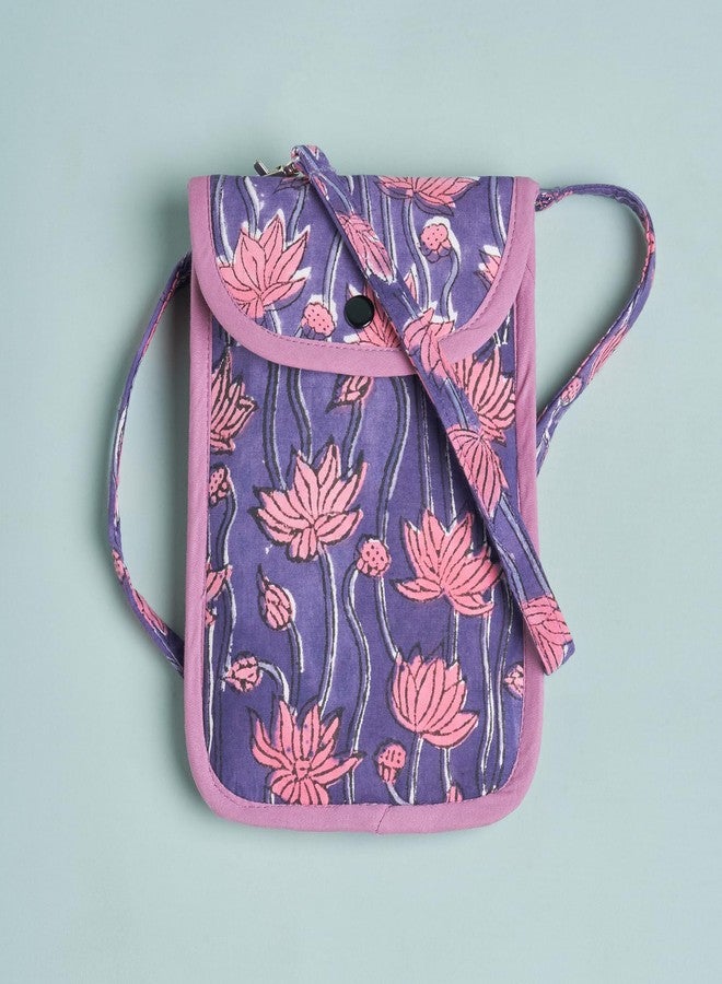 Ayuda Homes Cotton Sling Bag for Women - Floral Print Mobile Bag with Adjustable Strap,Waterproof Phone Holder Wallet & Travel Essentials (Purple) - Image 2